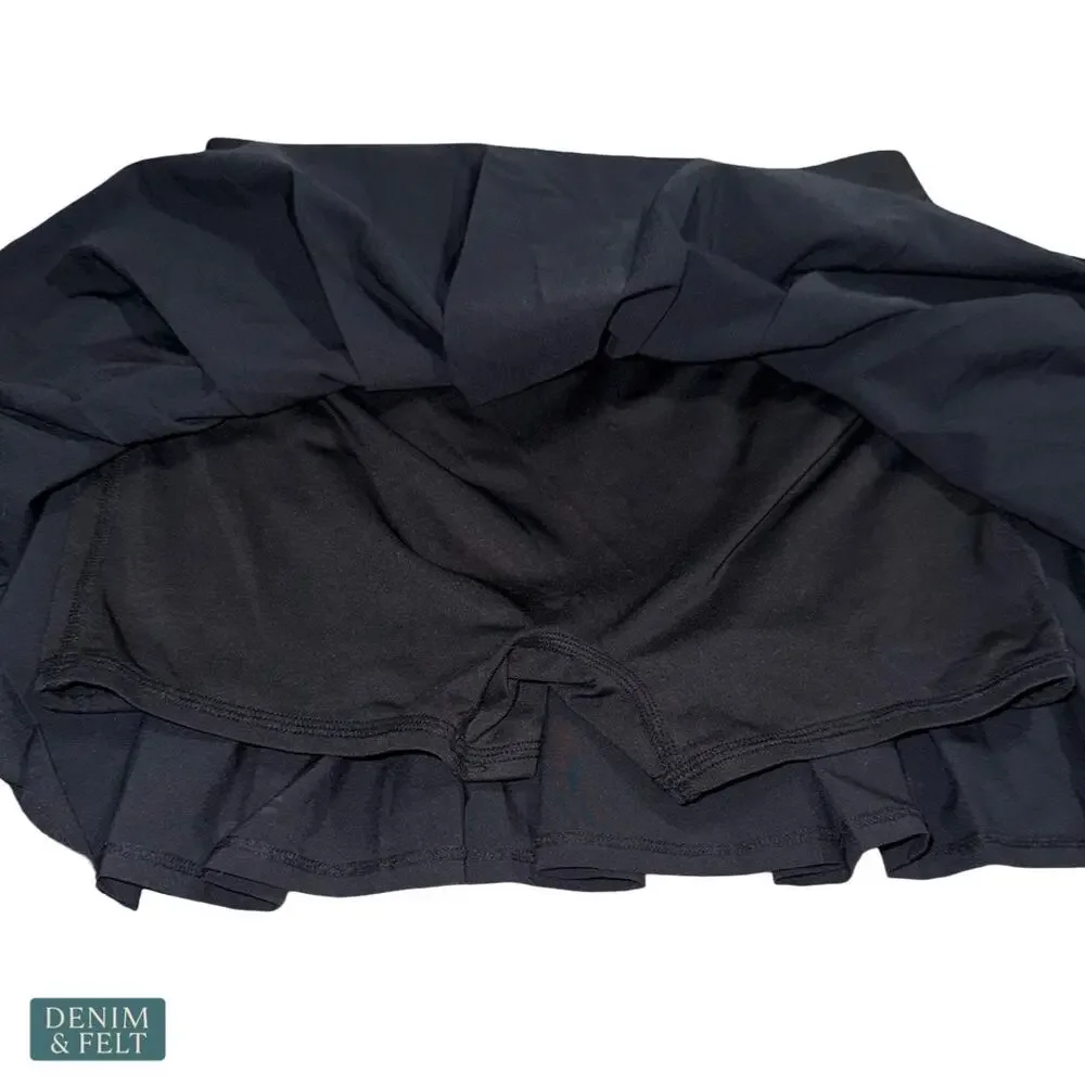 Alo Yoga Varsity Tennis Skirt Small Black Pleated Athletic Preppy Sporty Active